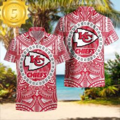 Kansas City Chiefs NFL Polynesian Tattoo Aloha Hawaiian Shirt - available at - sportfansshop.com