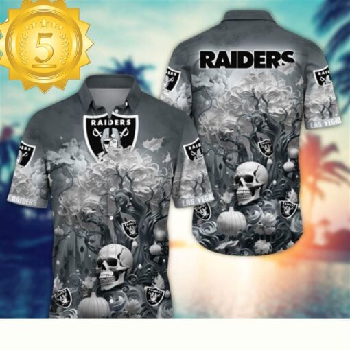 Las Vegas Raiders Halloween Skull Pumpkin – NFL Hawaiian Shirt - available at - sportfansshop.com