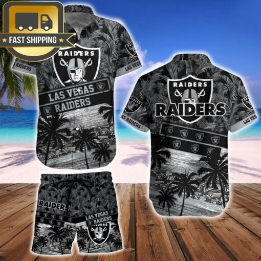 Las Vegas Raiders Team NFL Hawaiian Shirt And Beach Short - available at - sportfansshop.com