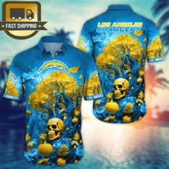 Los Angeles Chargers Halloween Skull Pumpkin – NFL Hawaiian Shirt - available at - sportfansshop.com