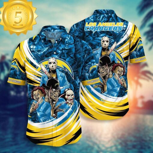 Los Angeles Chargers NFL Halloween Horror Movies Hawaiian Shirts - available at - sportfansshop.com