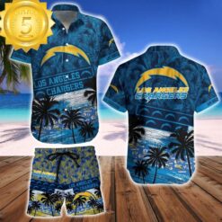 Los Angeles Chargers Team NFL Hawaiian Shirt And Beach Short - available at - sportfansshop.com