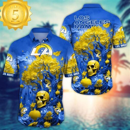 Los Angeles Rams Halloween Skull Pumpkin – NFL Hawaiian Shirt - available at - sportfansshop.com