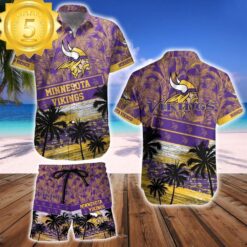 Minnesota Vikings Team NFL Hawaiian Shirt And Beach Short - available at - sportfansshop.com