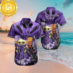 Ncaa Northwestern Wildcats Baby Yoda Aloha Hawaiian Shirt - available at - sportfansshop.com