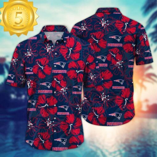 New England Patriots NFL Floral Button Hawaiian Shirt - available at - sportfansshop.com