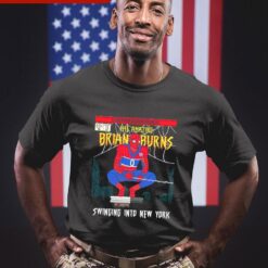 New York Giants the amazing Brian Burns Spiderman swinging into New York shirt - available at - sportfansshop.com