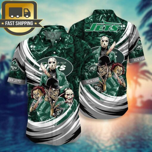 New York Jets NFL Halloween Horror Movies Hawaiian Shirts - available at - sportfansshop.com