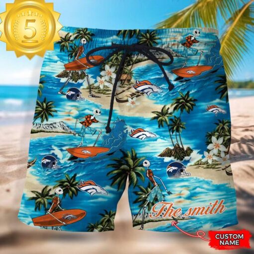 NFL Denver Broncos Custom Name Hawaiian Short - available at - sportfansshop.com