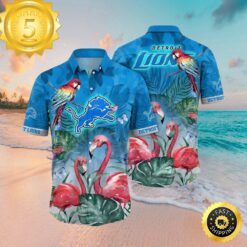 NFL Detroit Lions 2024 Flamingo And Parrot Hawaiian Shirt - available at - sportfansshop.com