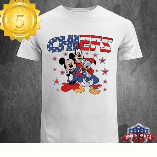 NFL Kansas City Chiefs Independence Day Proud of 4 July Mickey Friends Unisex T-Shirt - available at - sportfansshop.com