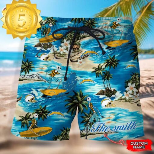 NFL Los Angeles Chargers Custom Name Hawaiian Short - available at - sportfansshop.com