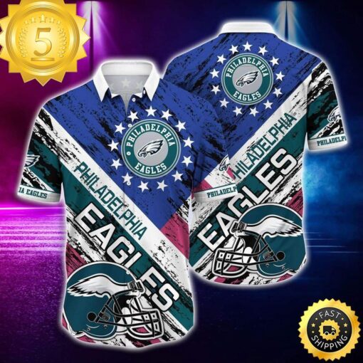 NFL Philadelphia Eagles Hawaiian Shirt Football Helmet - available at - sportfansshop.com