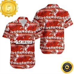 NFL San Francisco 49ers Hawaiian Shirt Coconut Trees And Flowers - available at - sportfansshop.com