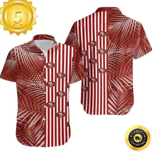 NFL San Francisco 49ers Hawaiian Shirt Palm Leaves Pattern - available at - sportfansshop.com