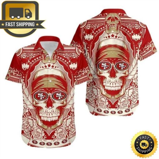 NFL San Francisco 49ers Hawaiian Shirt Skull Pattern All Over Print - available at - sportfansshop.com