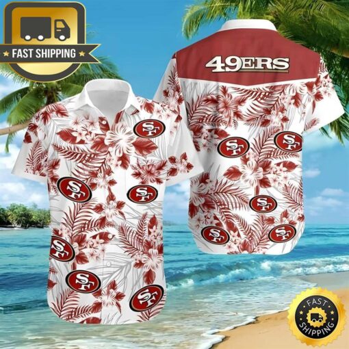 NFL San Francisco 49ers Hawaiian Shirt Tropical Flower Pattern Beach Gift For Dad - available at - sportfansshop.com