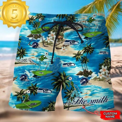 NFL Seattle Seahawks Custom Name Hawaiian Short - available at - sportfansshop.com