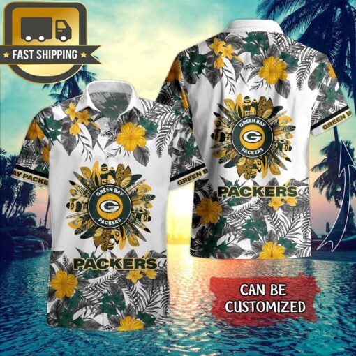 Personalized Name NFL Green Bay Packers New Summer Flower Hawaiian Shirt - available at - sportfansshop.com