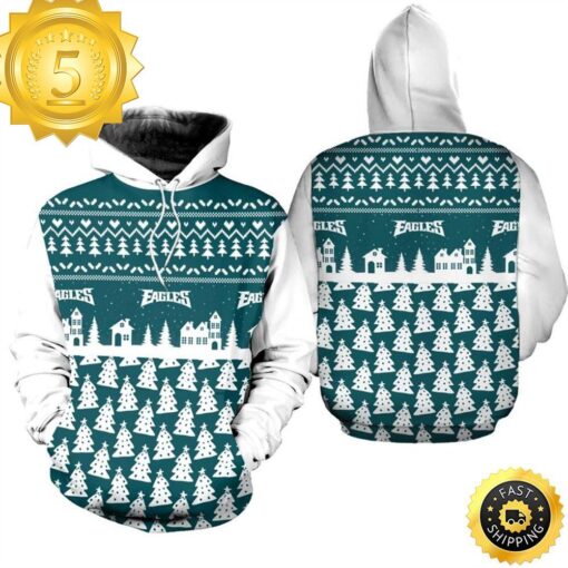 Philadelphia Eagles Christmas Pattern PINE Football NFL All Over Print Hoodie Shirt available at sportfansshop.com