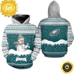 Philadelphia Eagles Christmas Pattern Snowman Football NFL All Over Print Hoodie Shirt - available at - sportfansshop.com