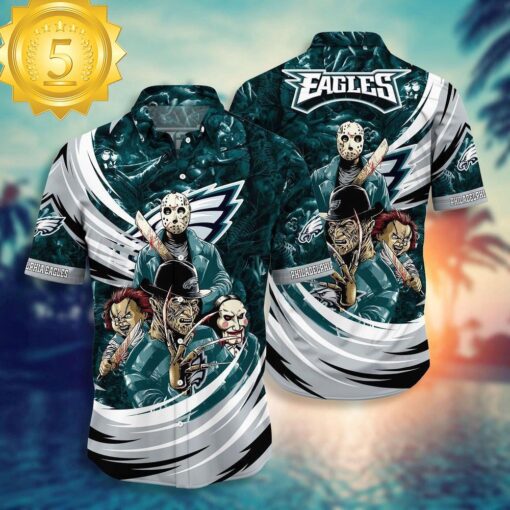 Philadelphia Eagles NFL Halloween Horror Movies Hawaiian Shirts - available at - sportfansshop.com