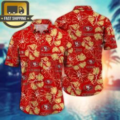 San Francisco 49ers NFL Floral Button Hawaiian Shirt - available at - sportfansshop.com