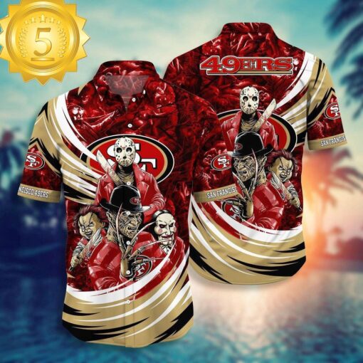 San Francisco 49ers NFL Halloween Horror Movies Hawaiian Shirts - available at - sportfansshop.com