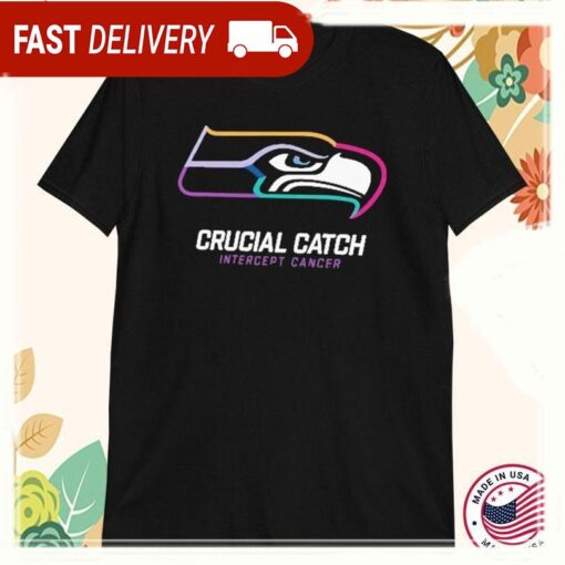 Seattle Seahawks 2024 NFL Crucial Catch Intercept Cancer T-Shirts - available at - sportfansshop.com