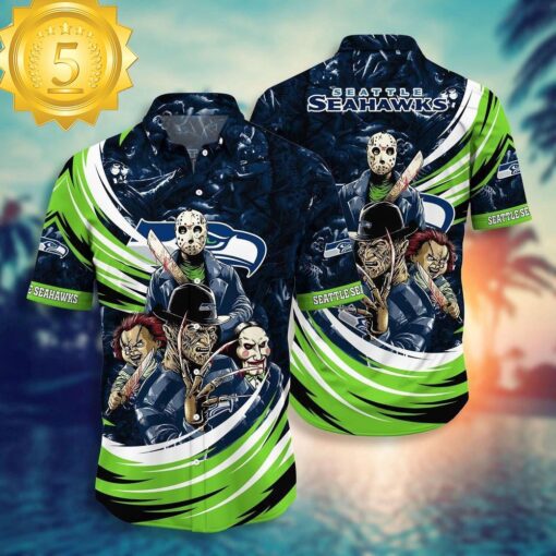 Seattle Seahawks NFL Halloween Horror Movies Hawaiian Shirts - available at - sportfansshop.com