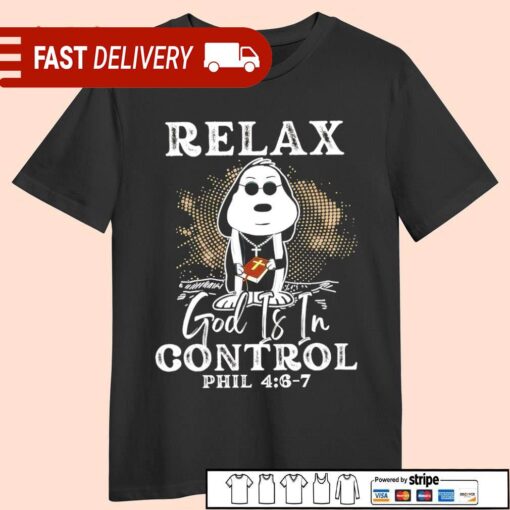 Snoopy relax God is in control Phil shirt - available at - sportfansshop.com