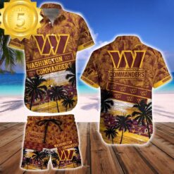 Washington Commanders Team NFL Hawaiian Shirt And Beach Short - available at - sportfansshop.com